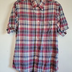 Brooks Brothers,  size M, red plaid short sleeve button up